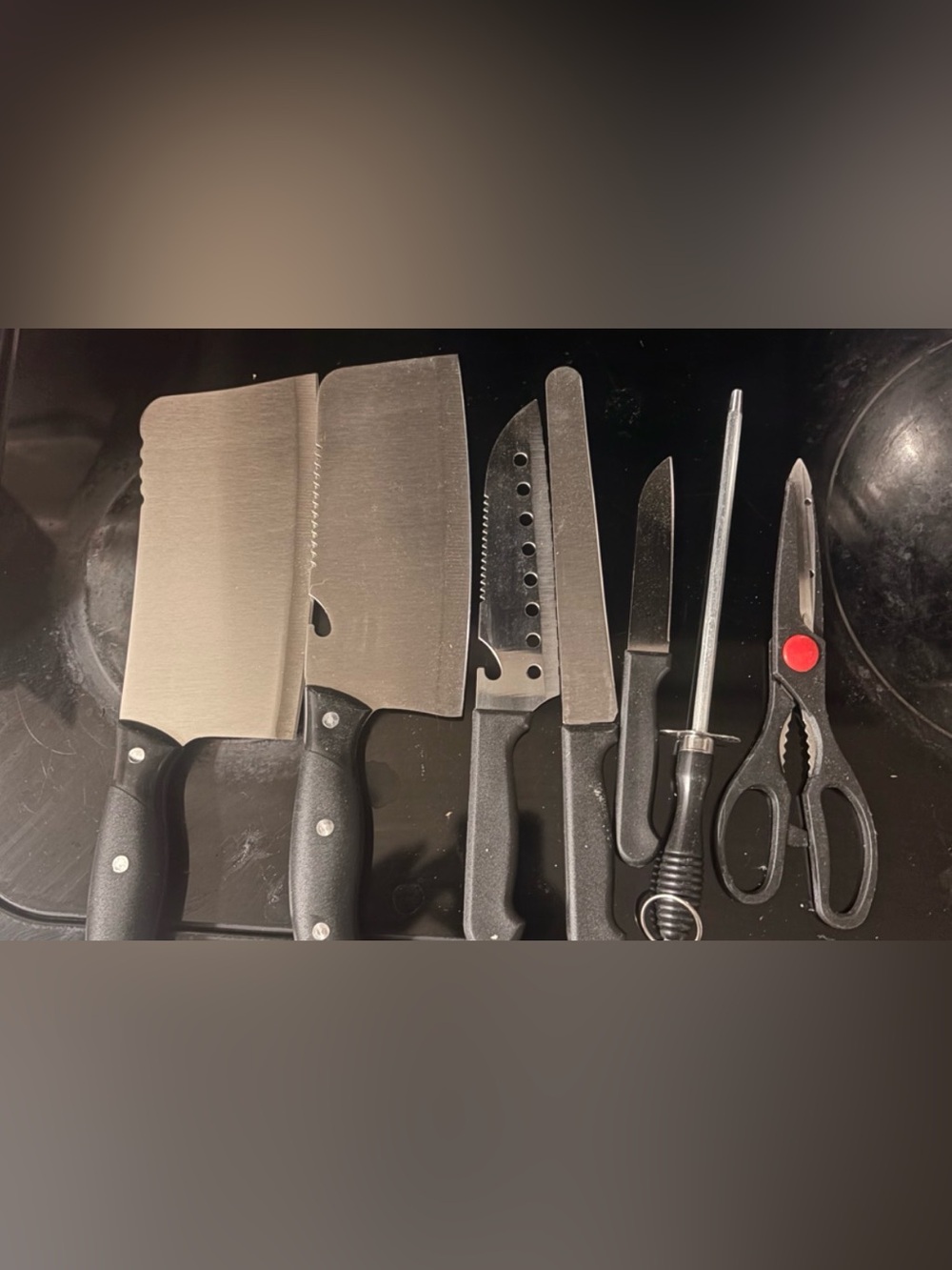 Kitchen Knife and Tool Set - Black Handles